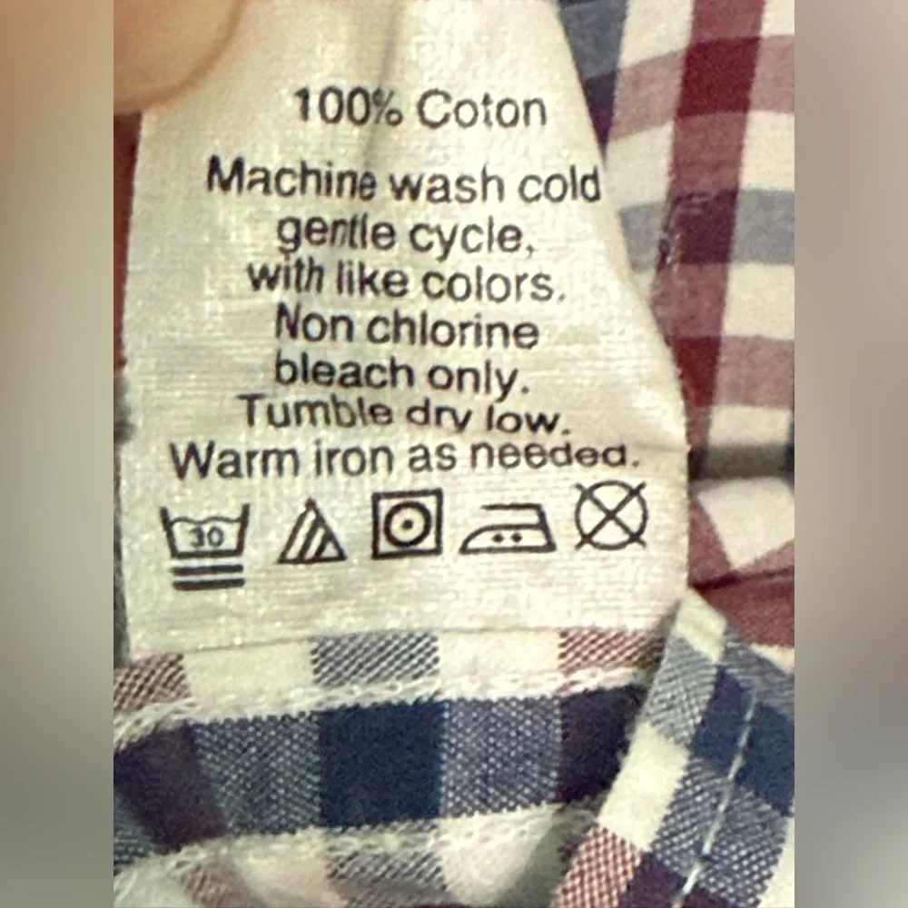 J. Crew Men's Burgundy and Navy Plaid Shirt